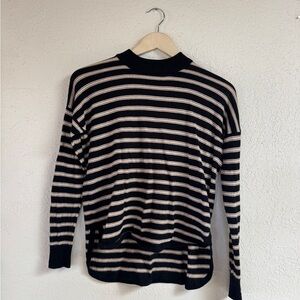 Madewell Black and Cream Striped Sweater